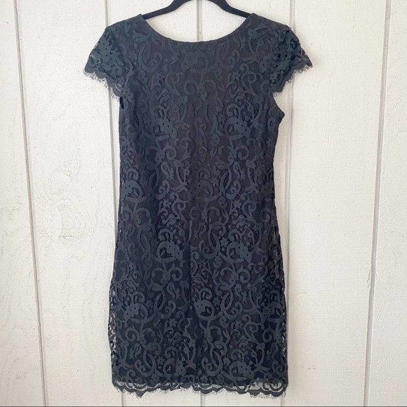 BLACK Lace Overlay Cap Sleeve Mini Dress - Picture 2 of 4